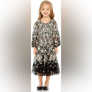 BRAND NEW - girls Mac Duggal Black Dress with Multicolor Floral Embroidery sz 10